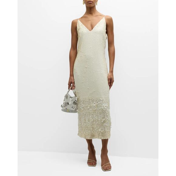 Veronica‎ Beard Women's White Perla Sequin Slip Midi Dress Size 8 NEW NWT Bridal - Picture 2 of 9